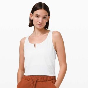 Lululemon Cropped Henley Tank Top Heathered White / White